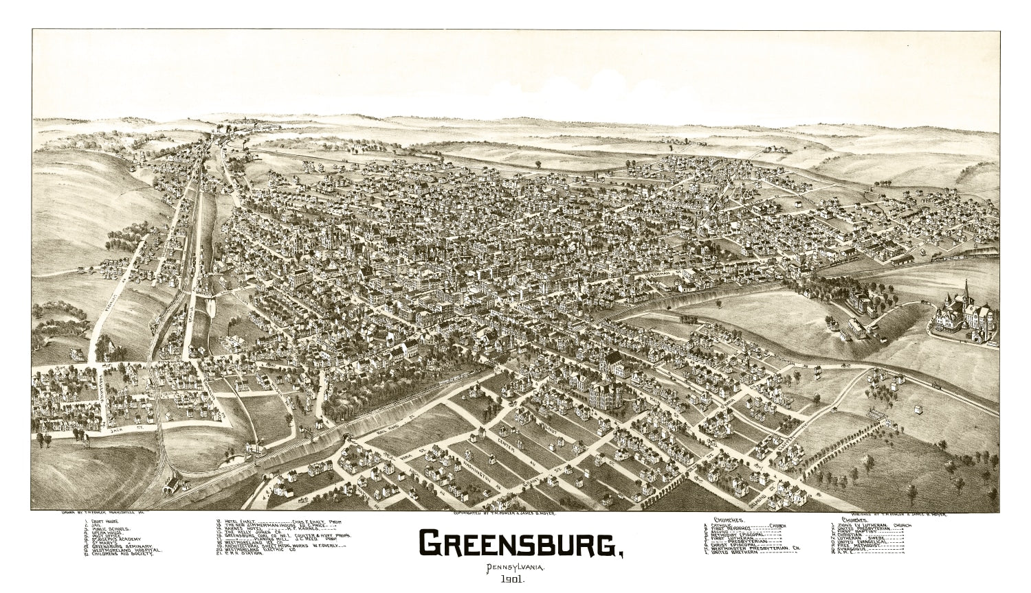 Vintage Map of Greensburg, Pennsylvania 1901