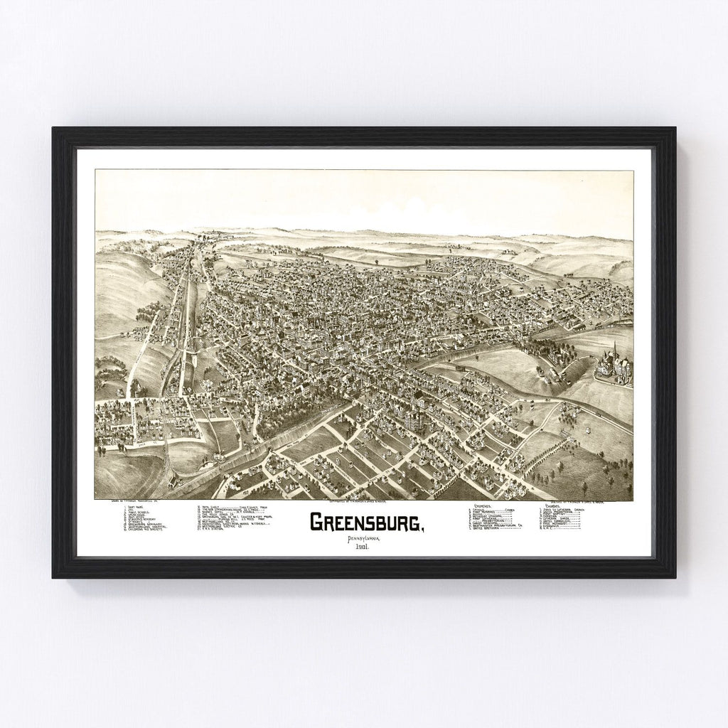 Vintage Map of Greensburg, Pennsylvania 1901