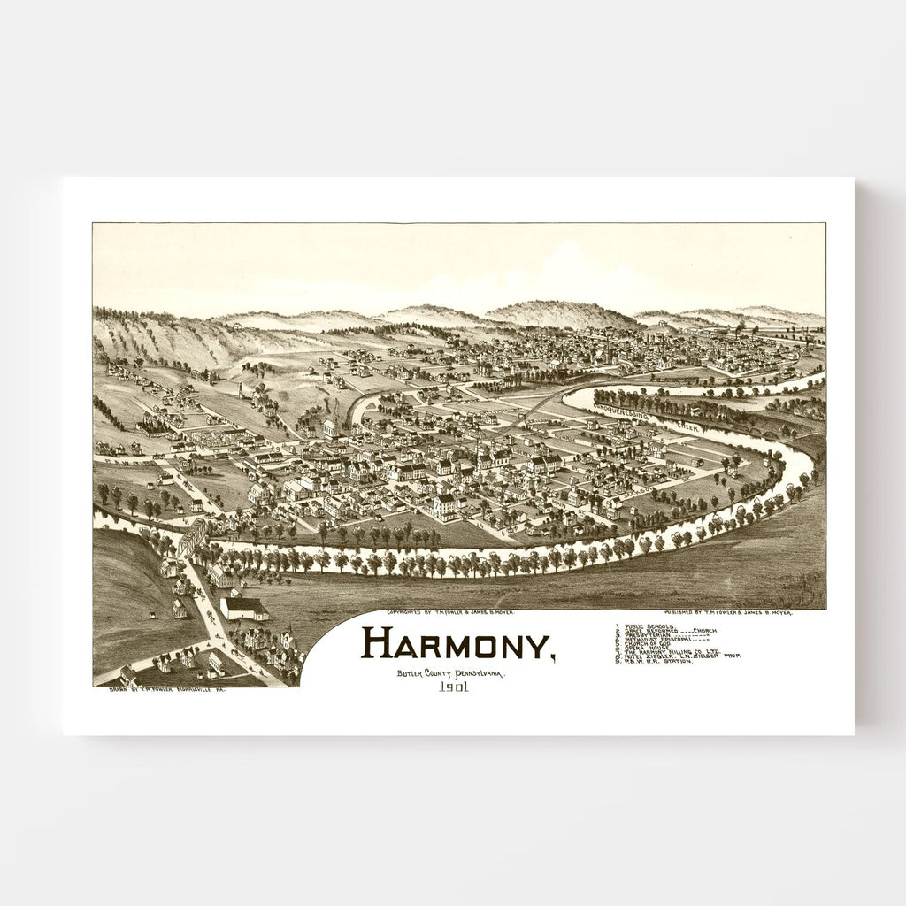 Vintage Map of Harmony, Pennsylvania 1901