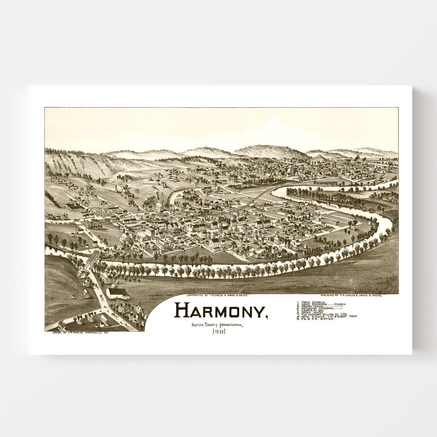 Vintage Map of Harmony, Pennsylvania 1901