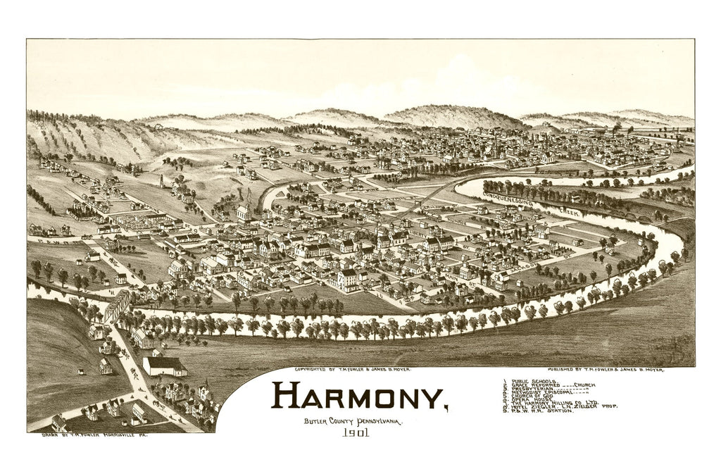 Vintage Map of Harmony, Pennsylvania 1901