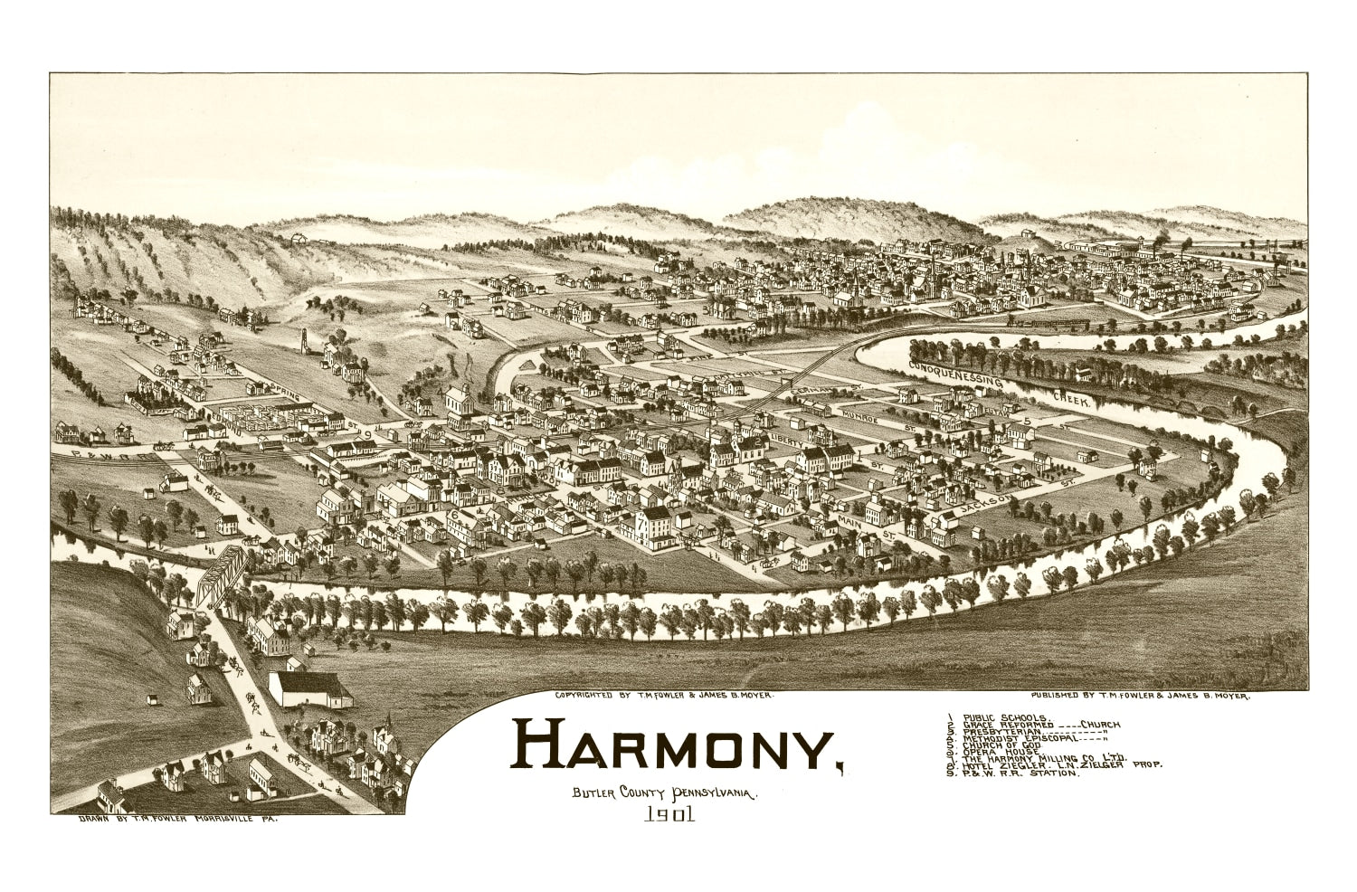 Vintage Map of Harmony, Pennsylvania 1901