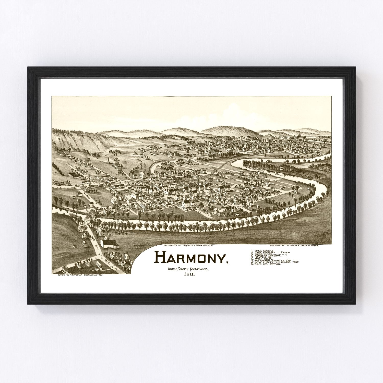 Vintage Map of Harmony, Pennsylvania 1901