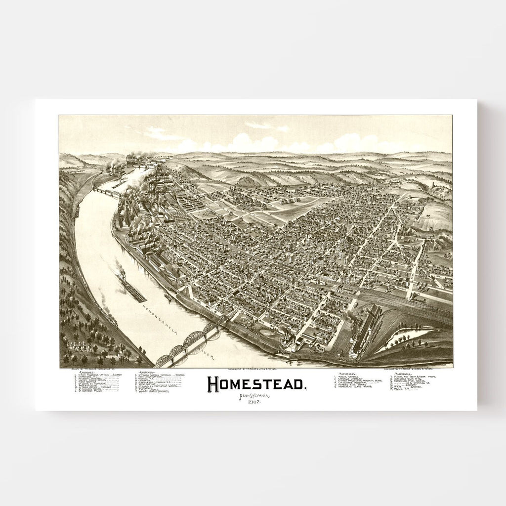 Vintage Map of Homestead, Pennsylvania 1902