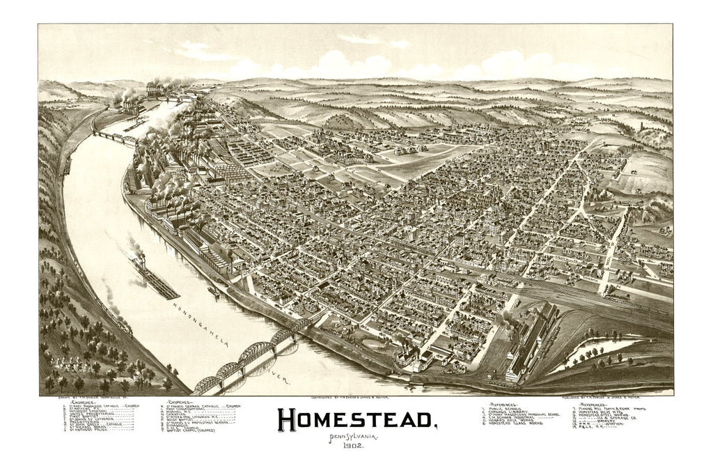 Vintage Map of Homestead, Pennsylvania 1902