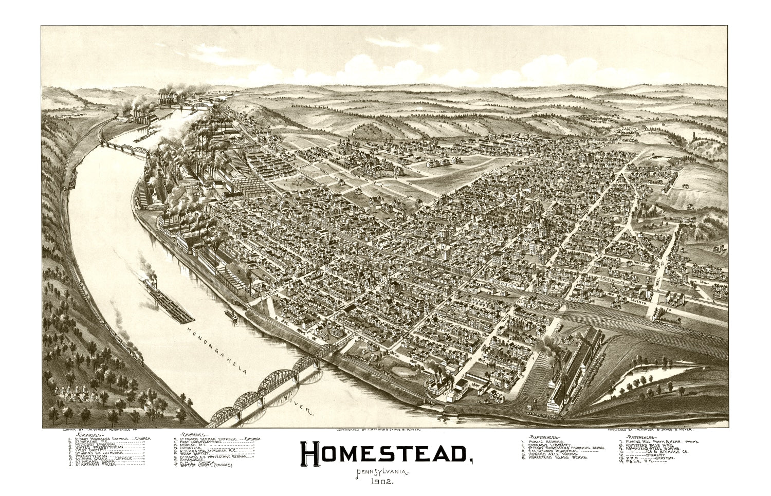 Vintage Map of Homestead, Pennsylvania 1902