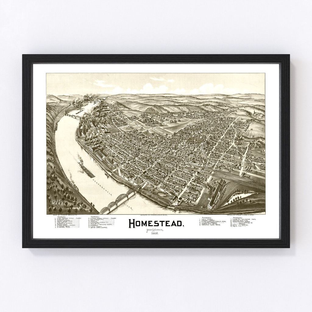Vintage Map of Homestead, Pennsylvania 1902