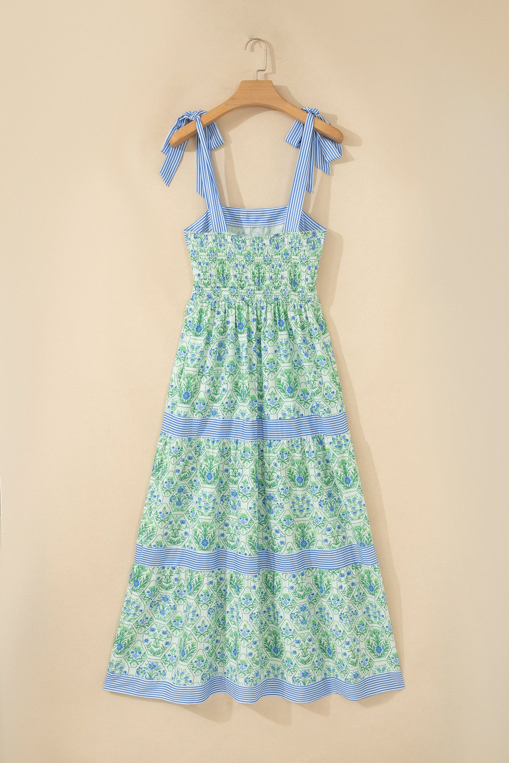 Floral Geometric Stripe Patchwork Sleeveless Dress