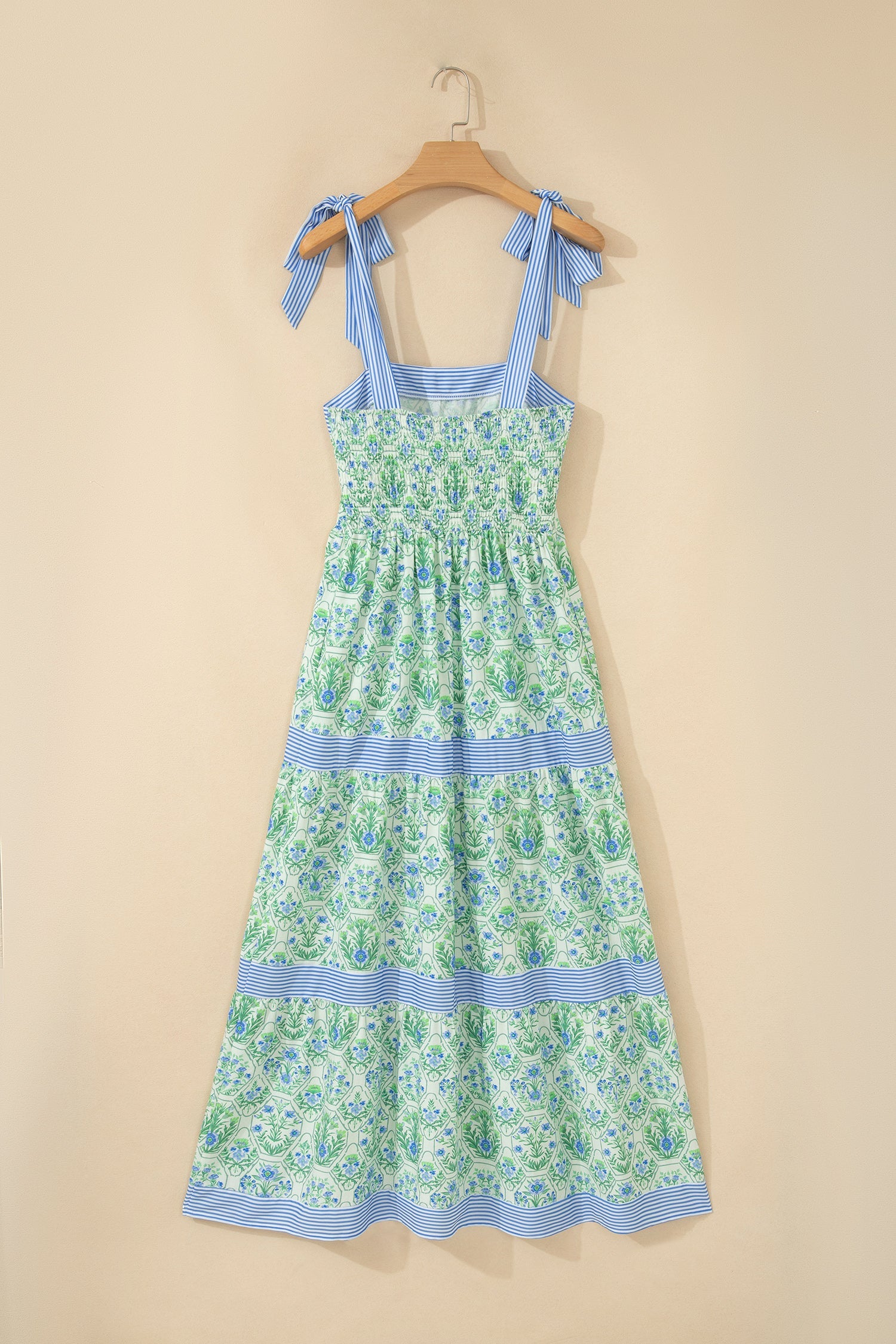 Floral Geometric Stripe Patchwork Sleeveless Dress