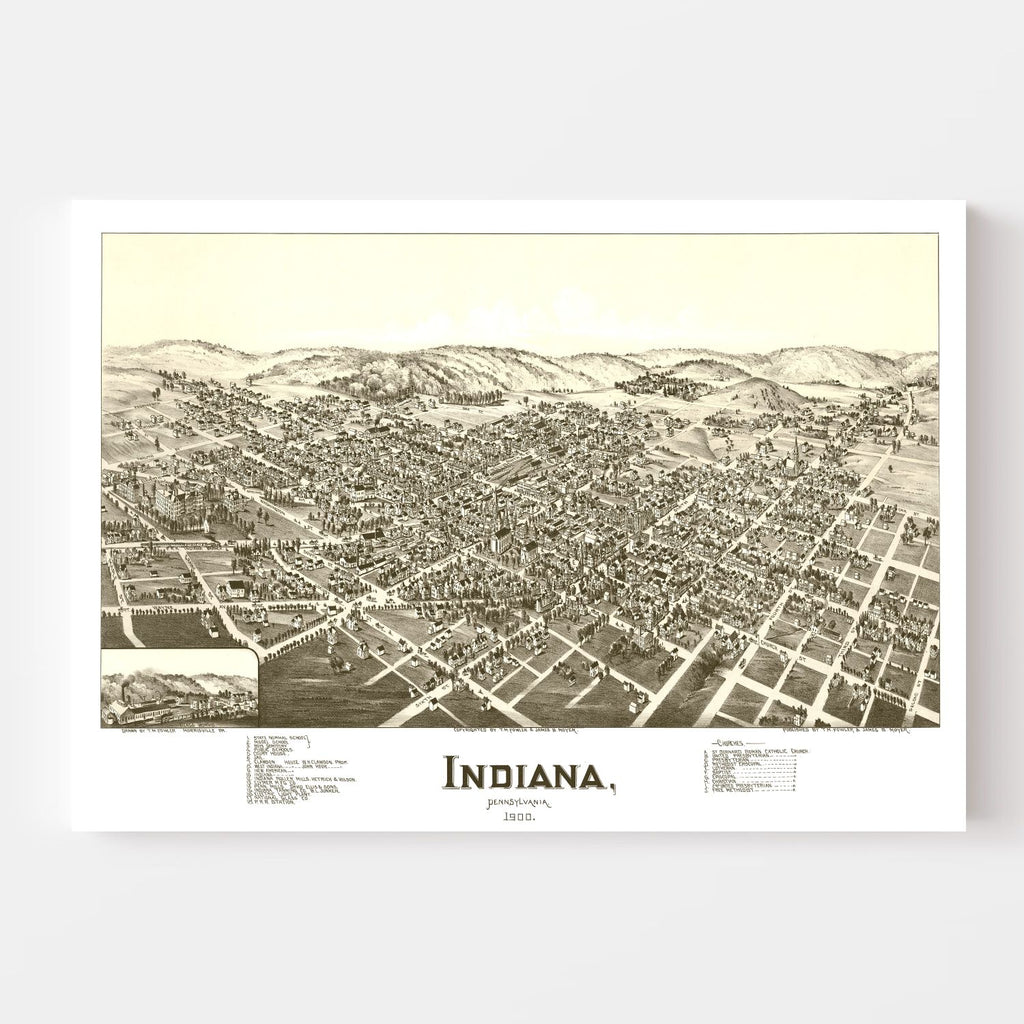Vintage Map of Indiana, Pennsylvania 1900