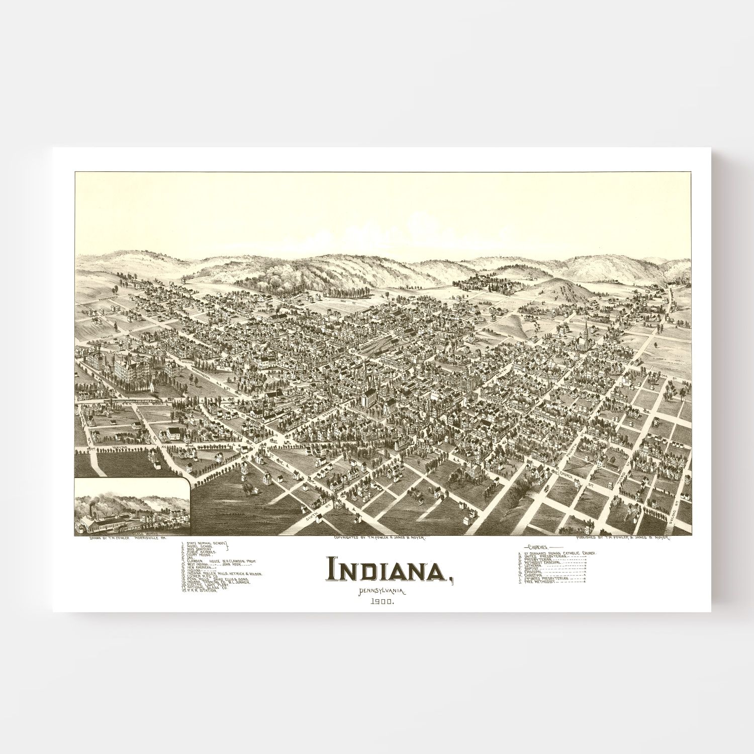 Vintage Map of Indiana, Pennsylvania 1900