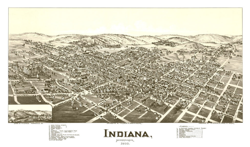 Vintage Map of Indiana, Pennsylvania 1900