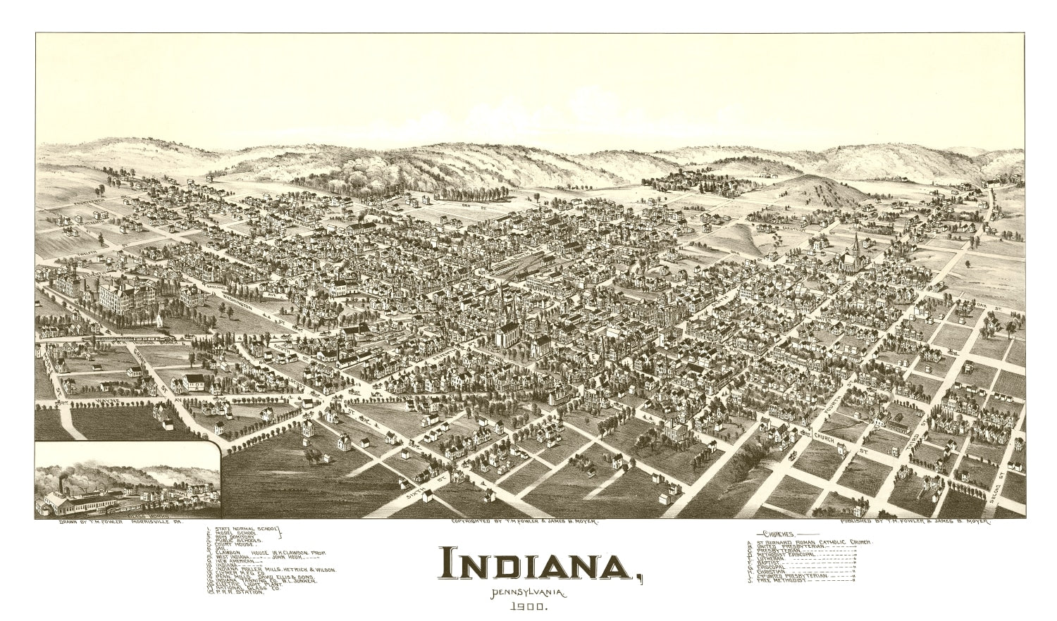 Vintage Map of Indiana, Pennsylvania 1900