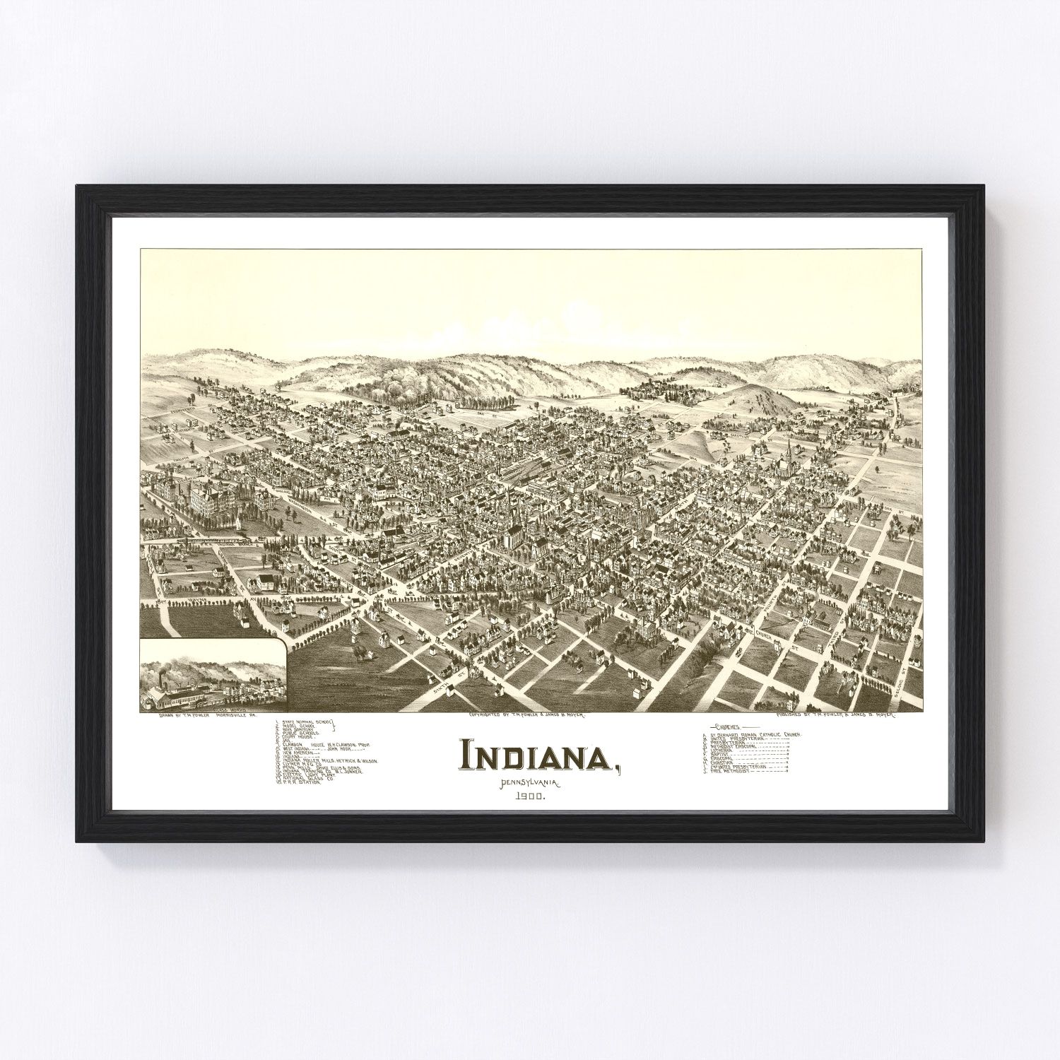 Vintage Map of Indiana, Pennsylvania 1900