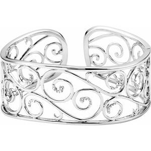Sterling Silver 1/4 CTW Natural Diamond Cuff 7" Bracelet
