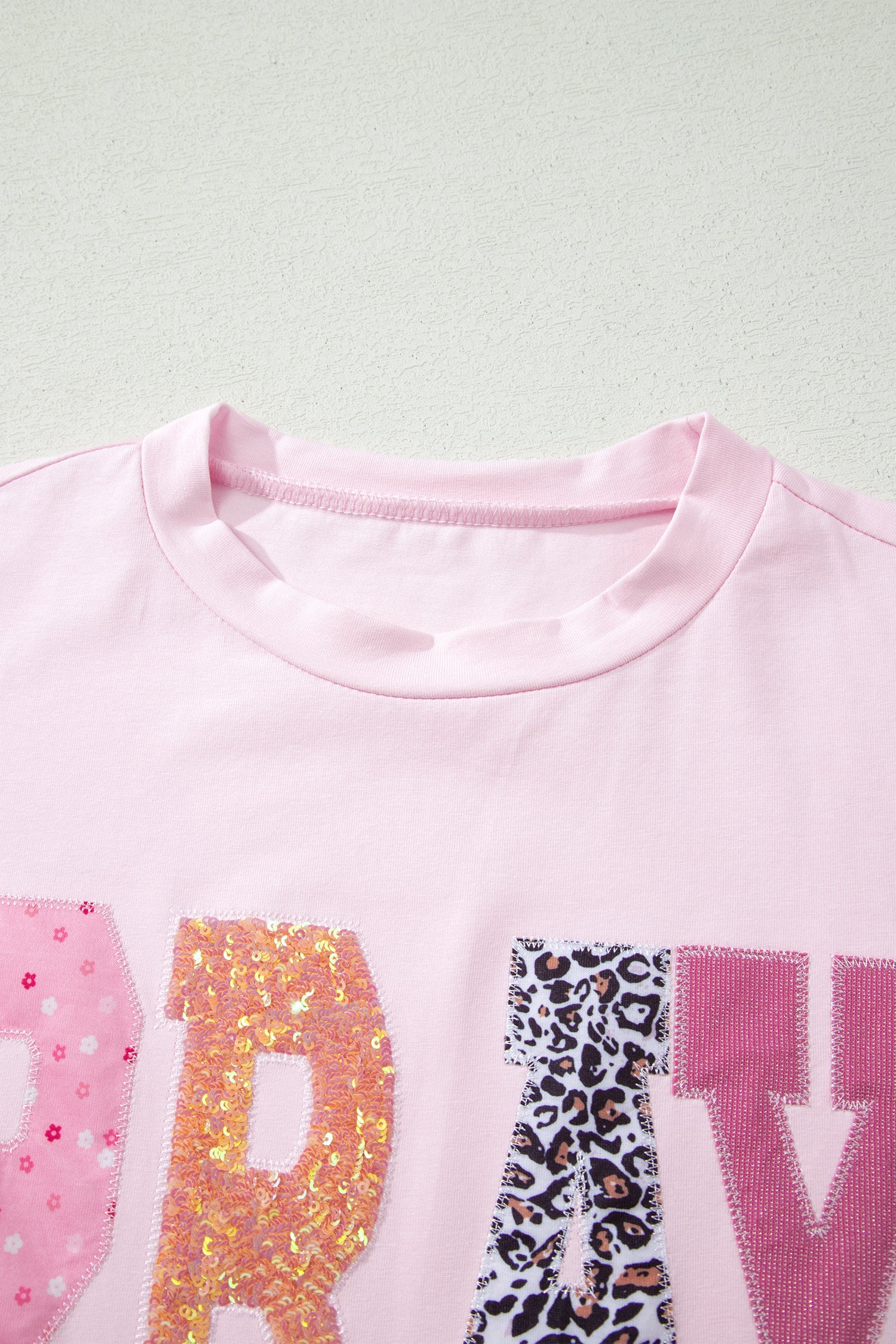 PRAY Sequin Leopard Short Sleeve Graphic Tee