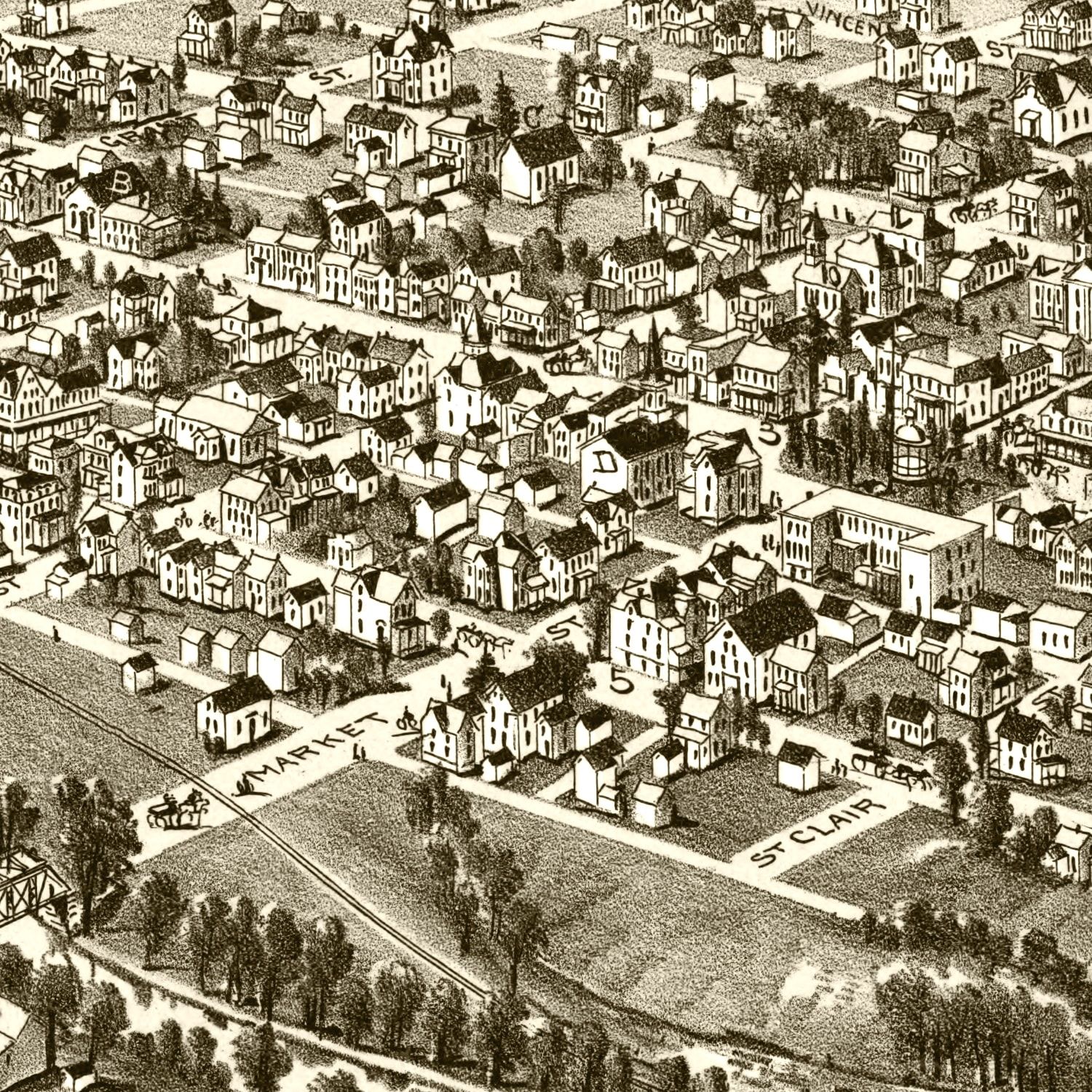 Vintage Map of Ligonier, Pennsylvania 1900