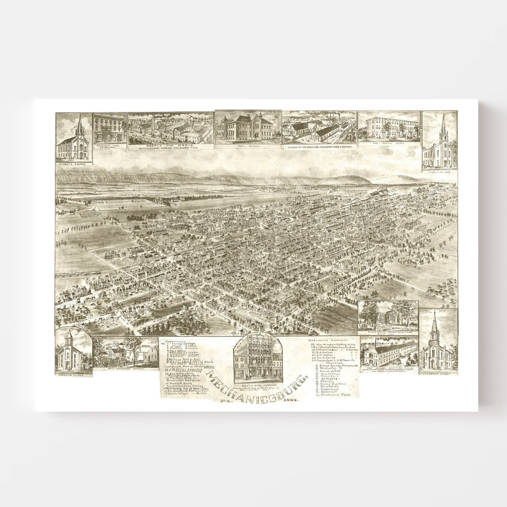 Vintage Map of Mechanicsburg, Pennsylvania 1903