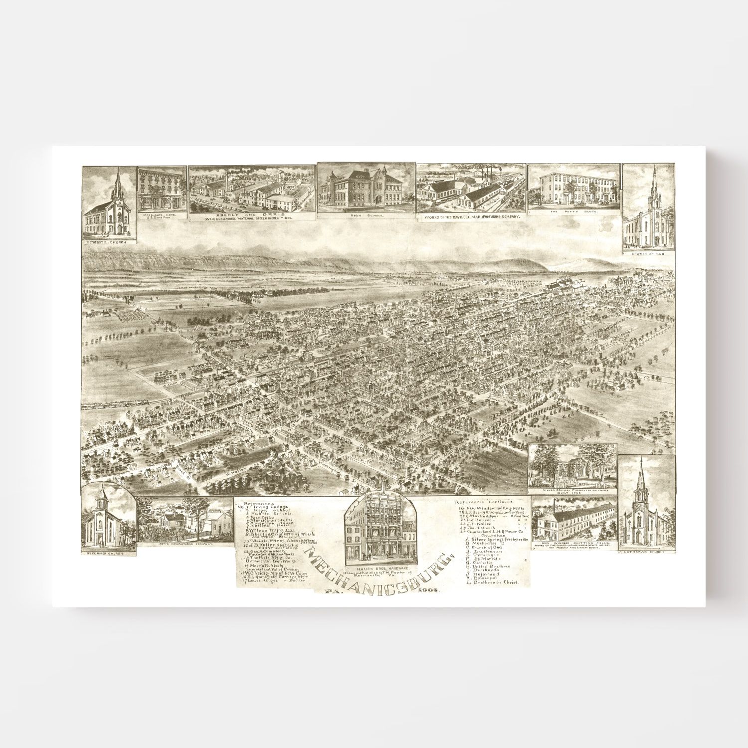 Vintage Map of Mechanicsburg, Pennsylvania 1903