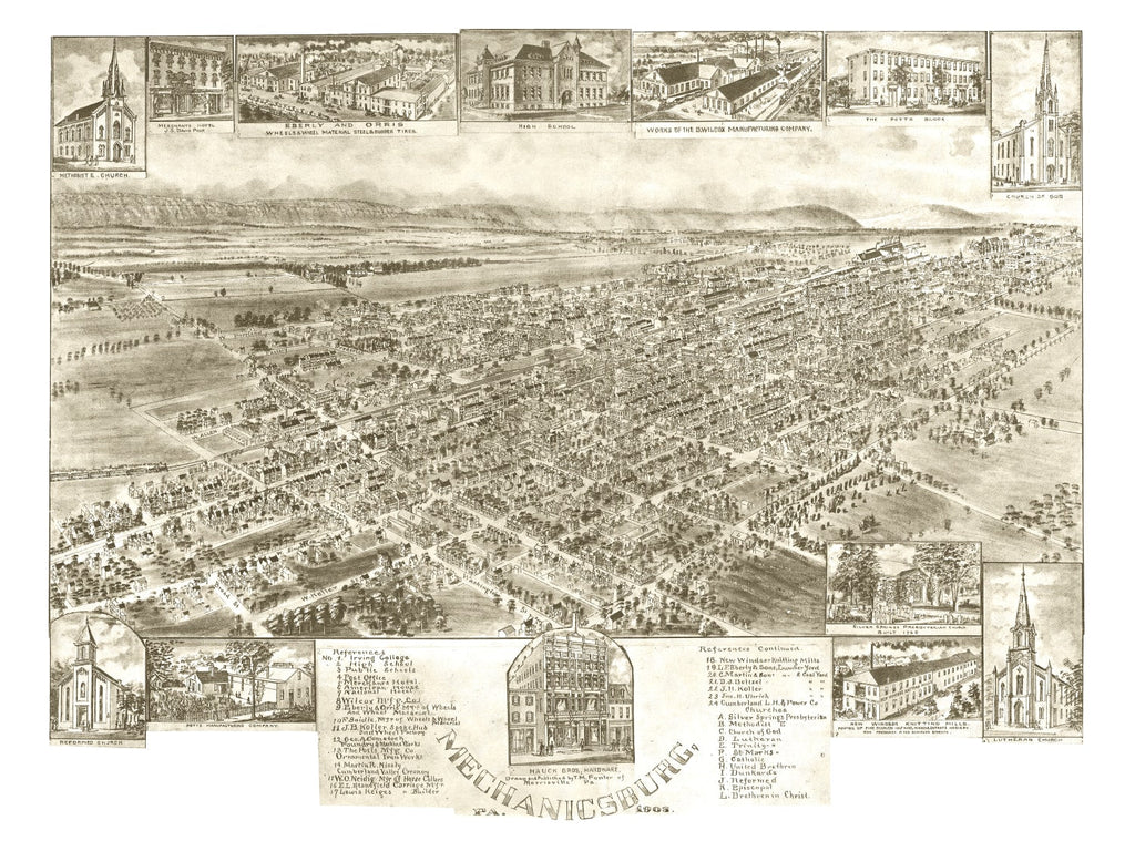 Vintage Map of Mechanicsburg, Pennsylvania 1903