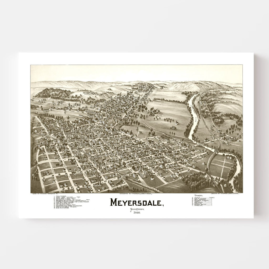 Vintage Map of Meyersdale, Pennsylvania 1900