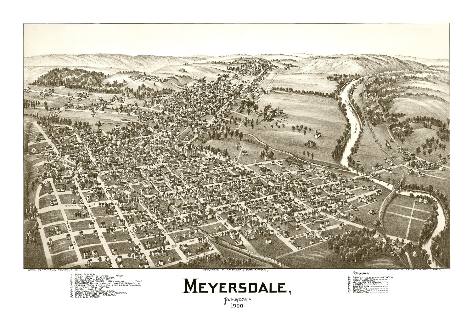 Vintage Map of Meyersdale, Pennsylvania 1900