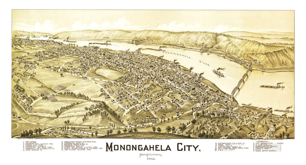 Vintage Map of Monongahela City, Pennsylvania 1902