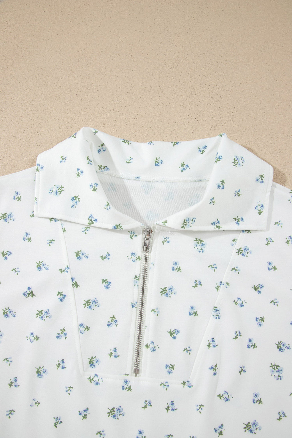 Floral Half Zip Top & Drawstring Shorts Set
