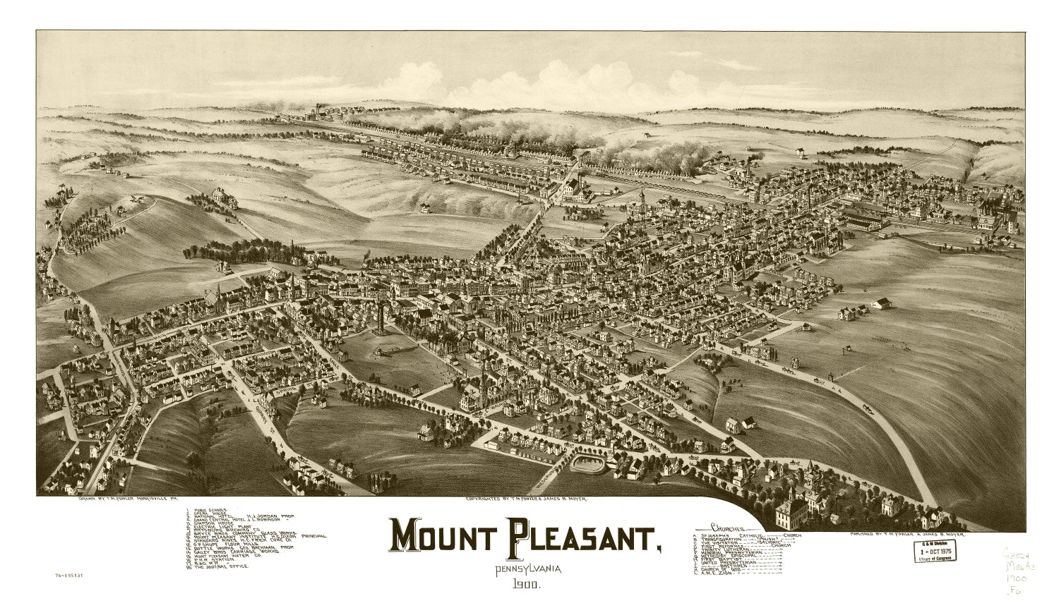 Vintage Map of Mount Pleasant, Pennsylvania 1900