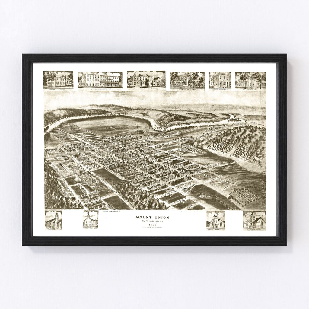 Vintage Map of Mount Union, Pennsylvania 1906