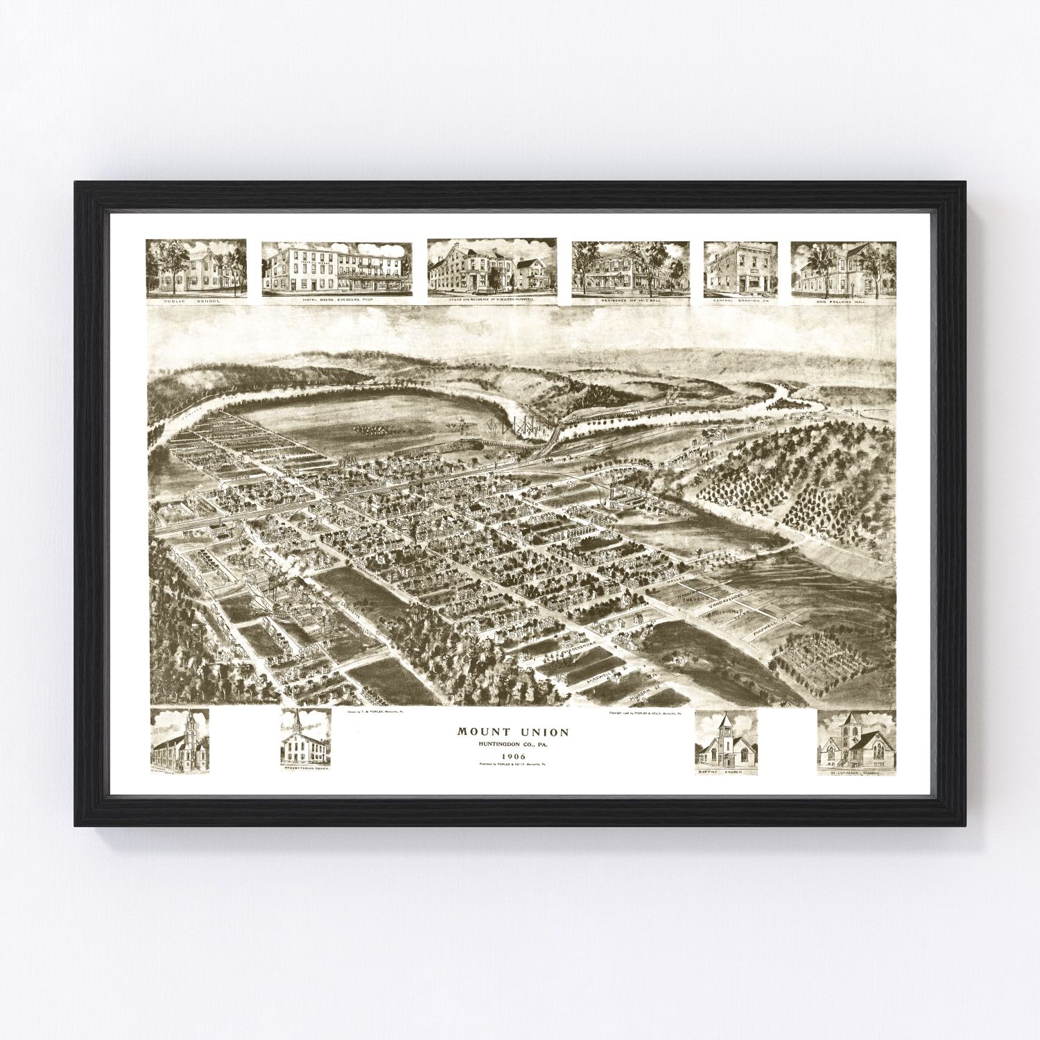 Vintage Map of Mount Union, Pennsylvania 1906