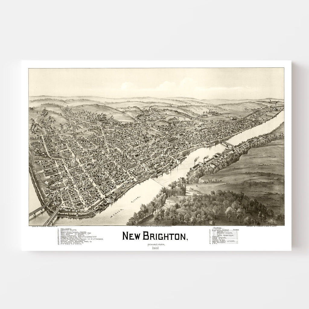 Vintage Map of New Brighton, Pennsylvania 1901