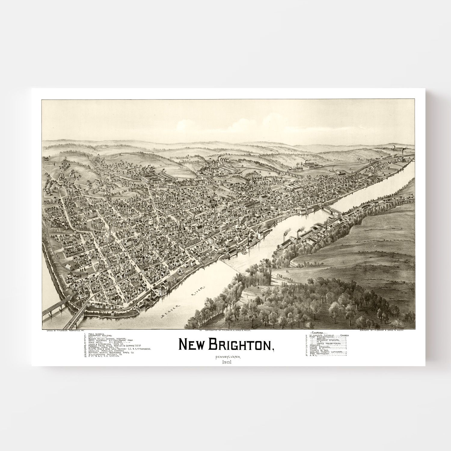 Vintage Map of New Brighton, Pennsylvania 1901