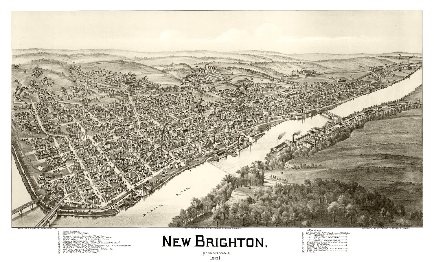 Vintage Map of New Brighton, Pennsylvania 1901