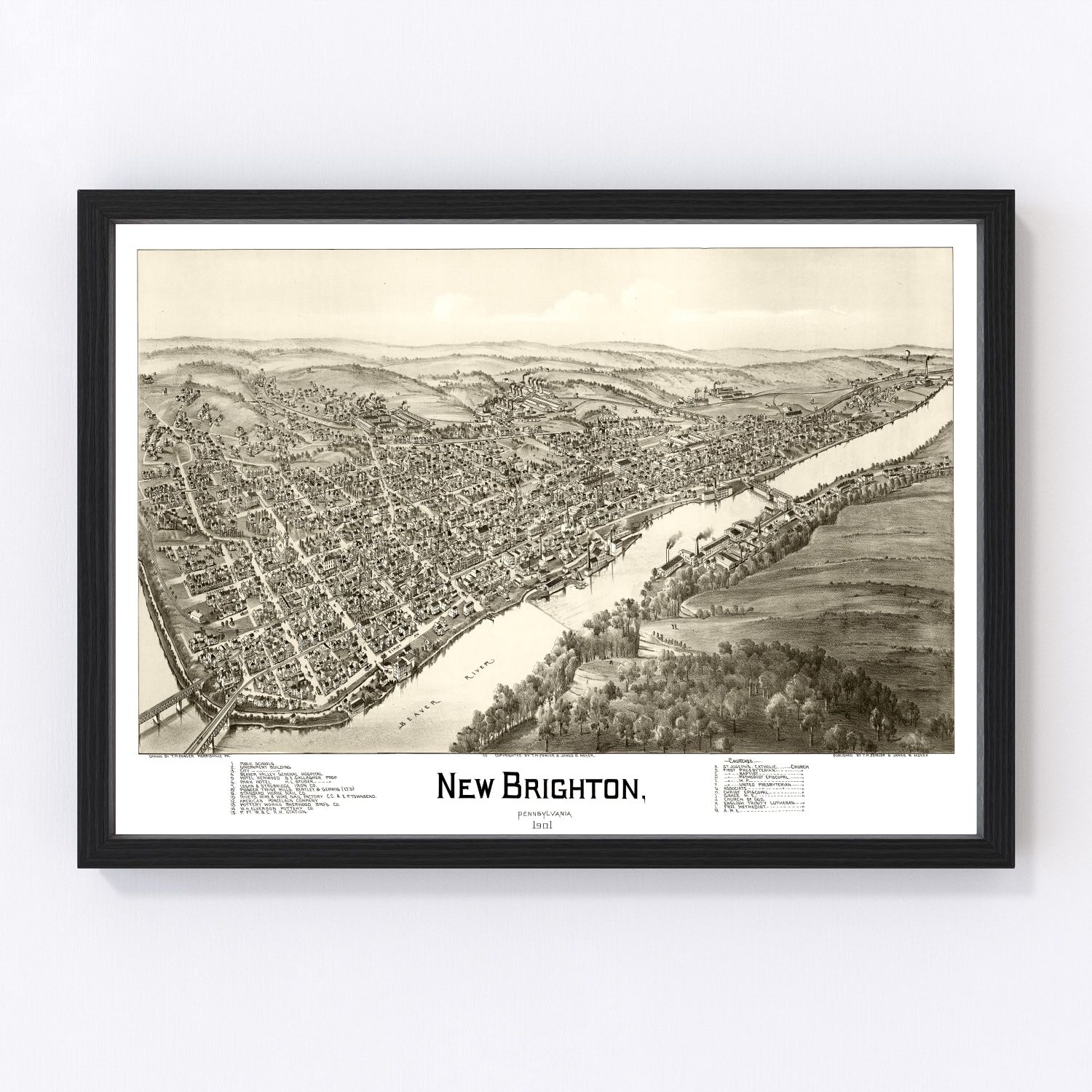 Vintage Map of New Brighton, Pennsylvania 1901