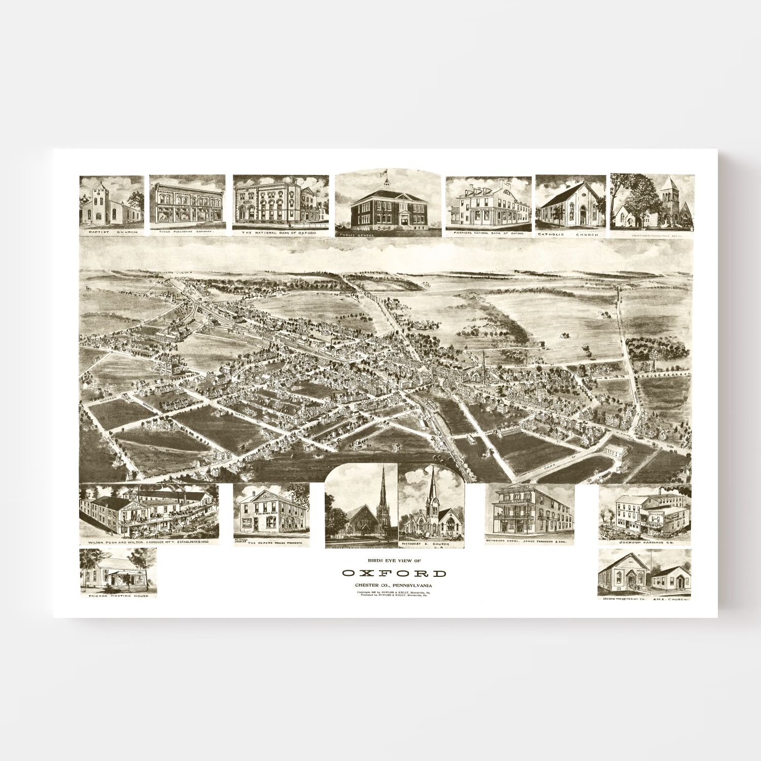 Vintage Map of Oxford, Pennsylvania 1907