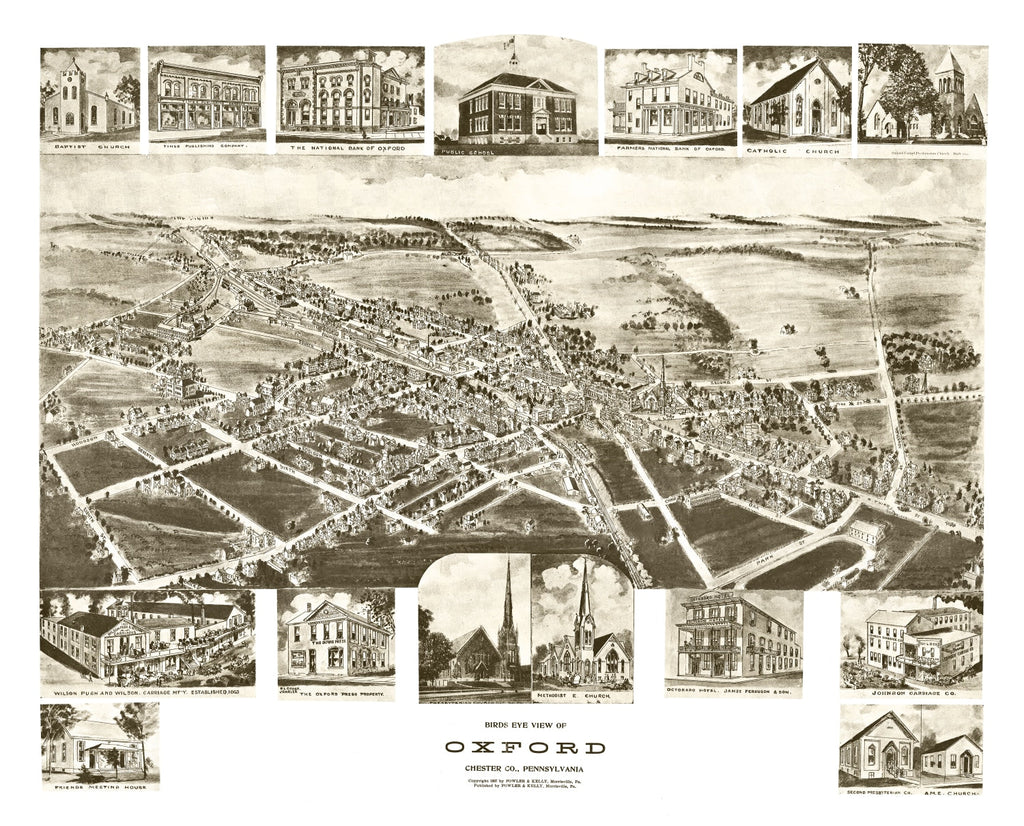 Vintage Map of Oxford, Pennsylvania 1907