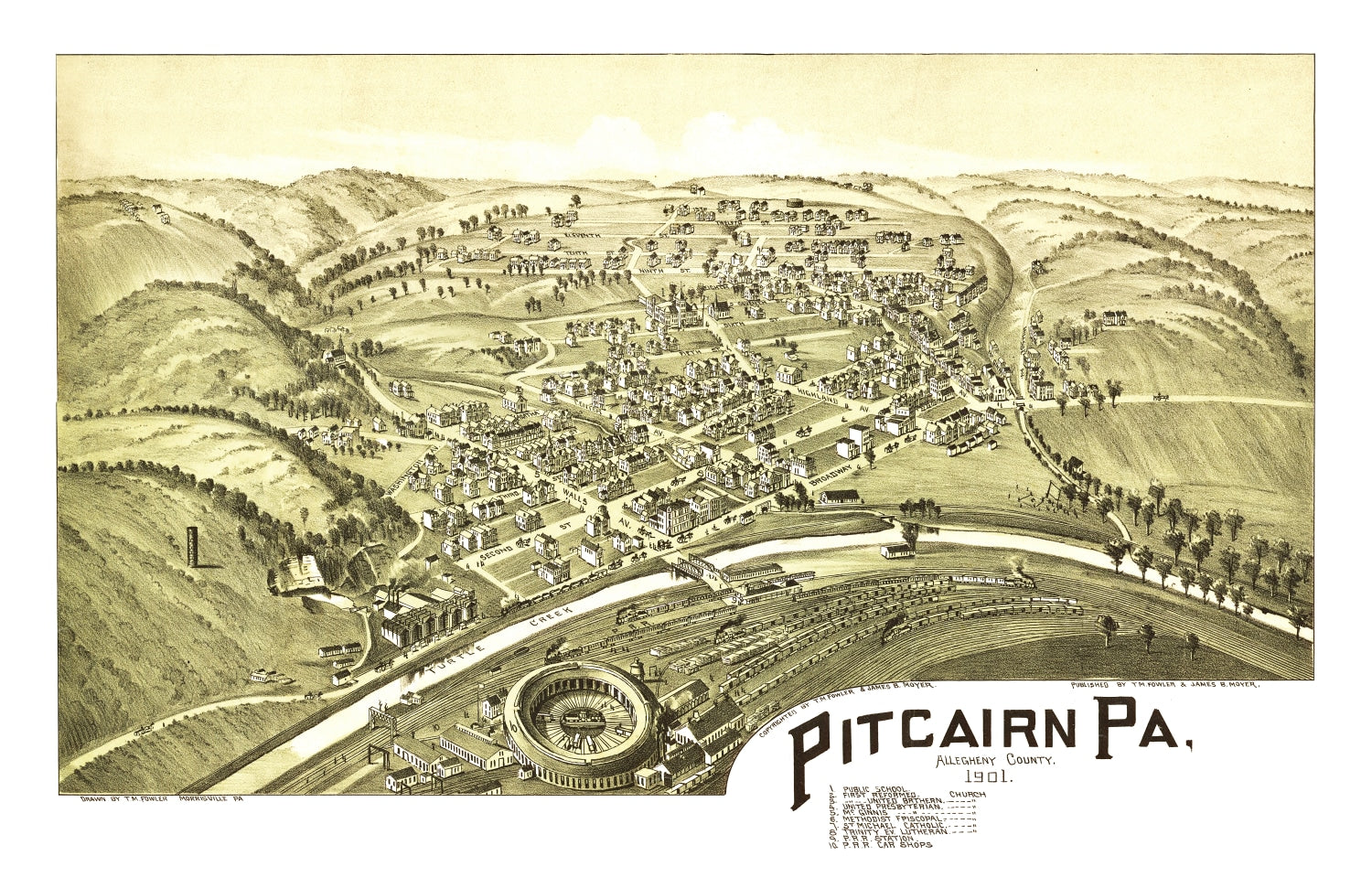 Vintage Map of Pitcaim, Pennsylvania 1901