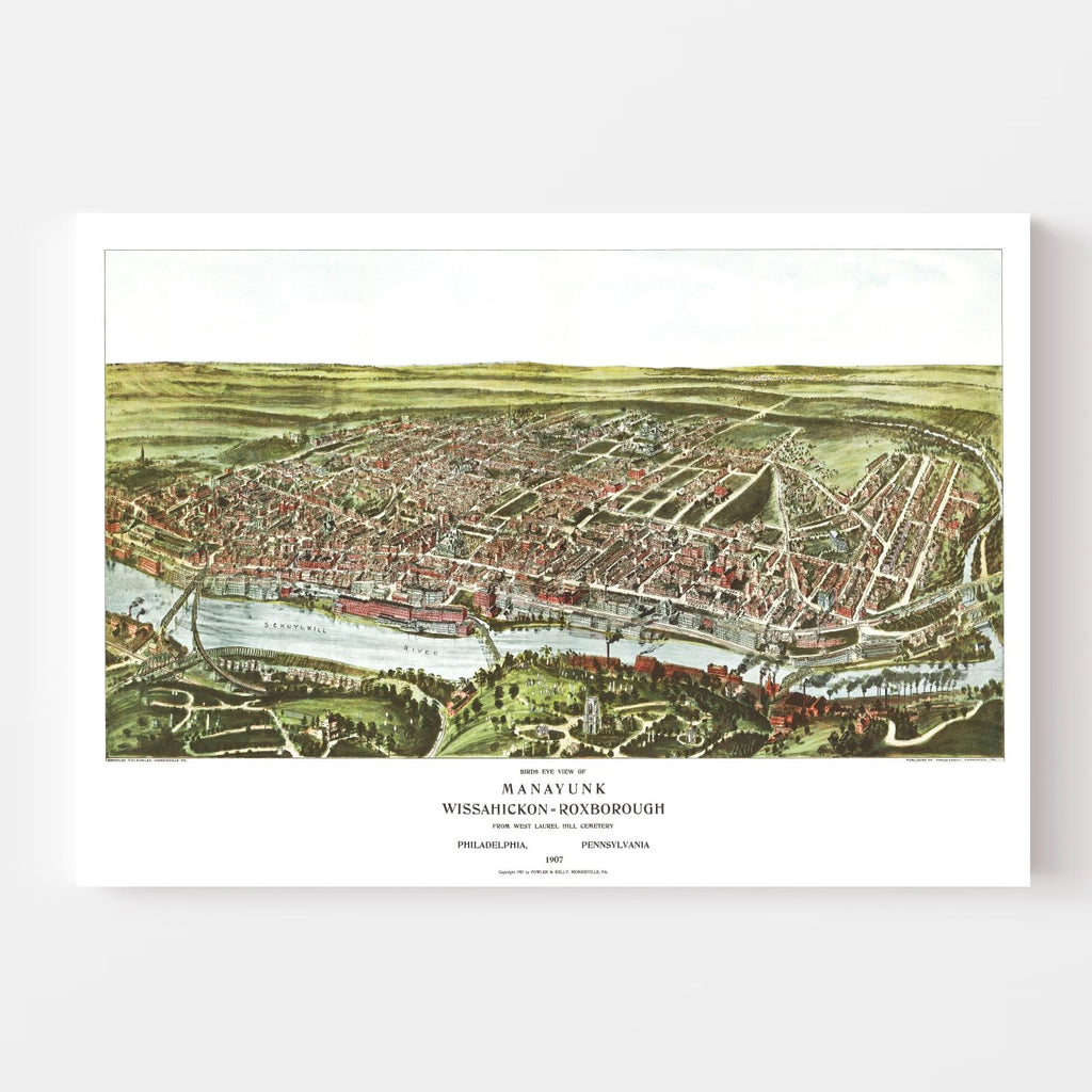 Vintage Map of Philadelphia, Pennsylvania 1907
