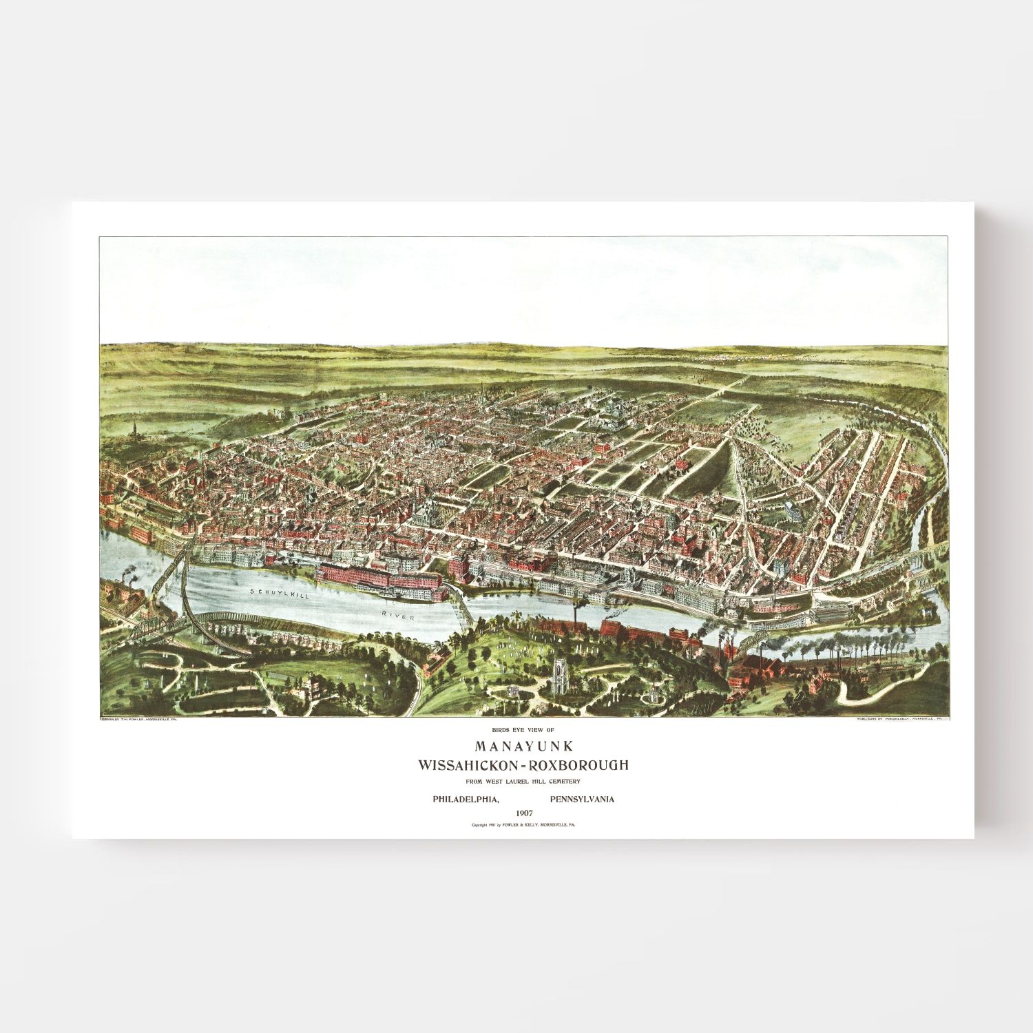 Vintage Map of Philadelphia, Pennsylvania 1907