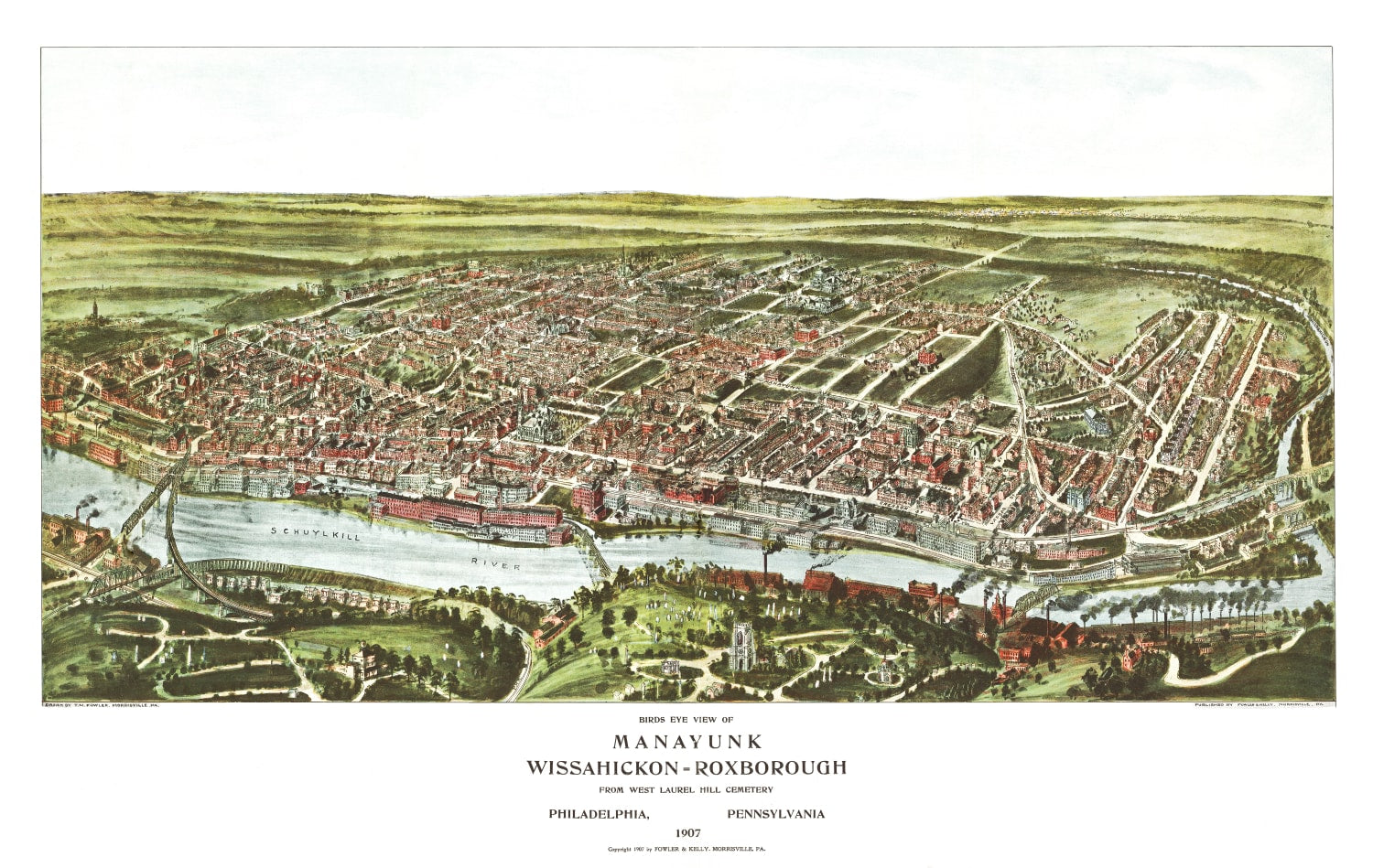Vintage Map of Philadelphia, Pennsylvania 1907