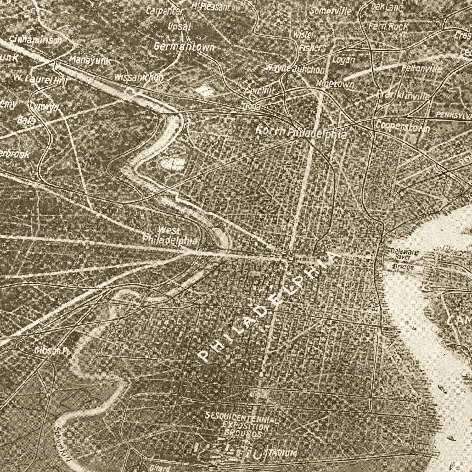 Vintage Map of Philadelphia, Pennsylvania 1926