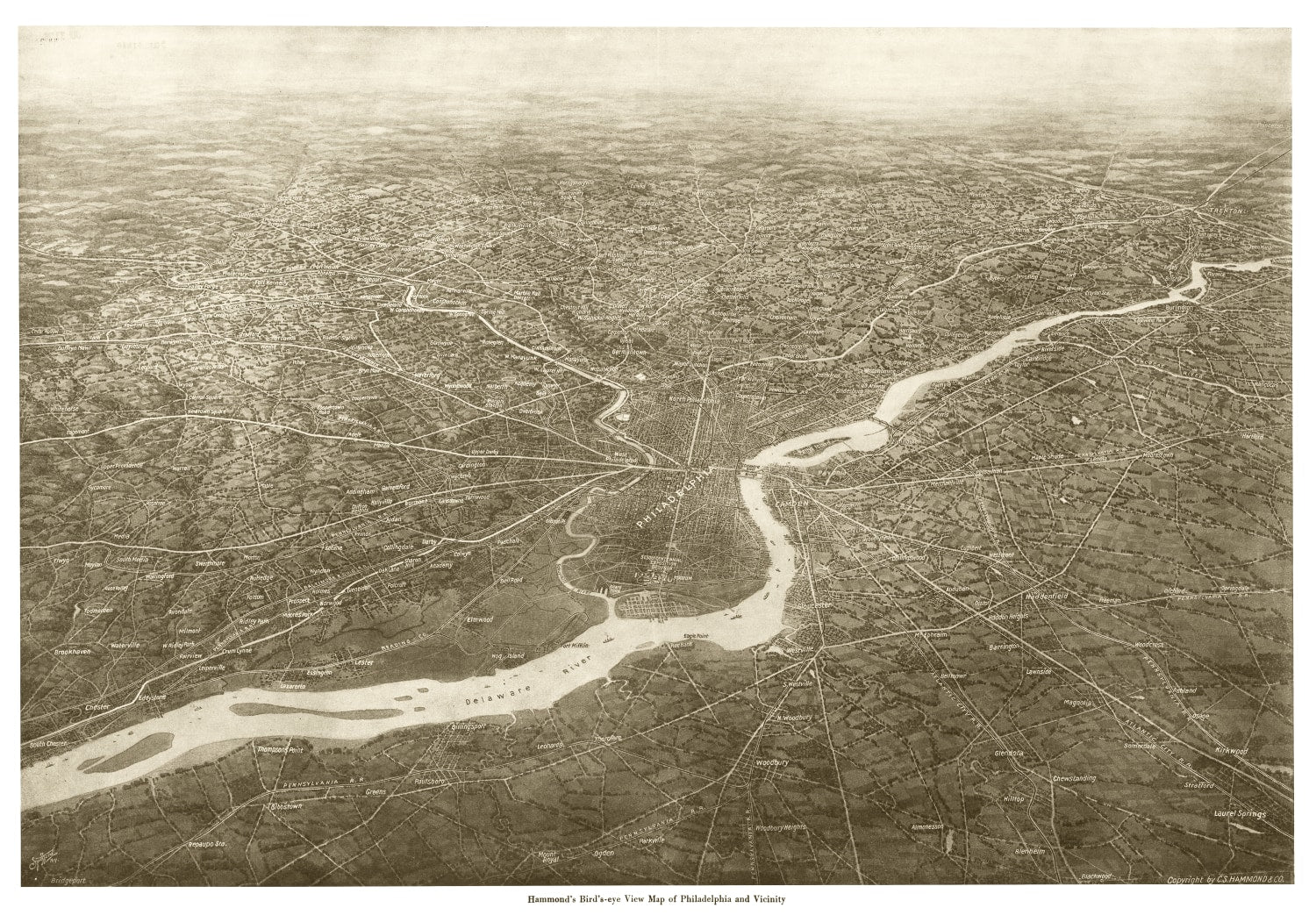 Vintage Map of Philadelphia, Pennsylvania 1926