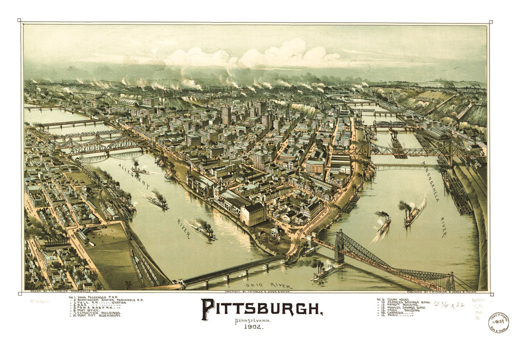 Vintage Map of Pittsburgh, Pennsylvania 1902