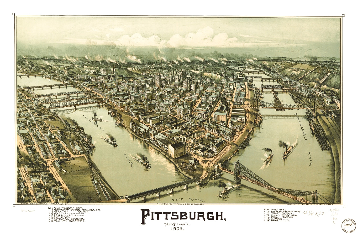 Vintage Map of Pittsburgh, Pennsylvania 1902