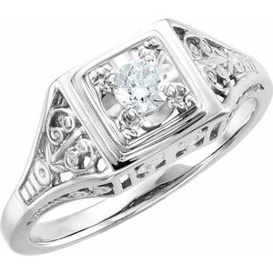 14K White Gold 1/6 CTW Natural Diamond Filigree Ring