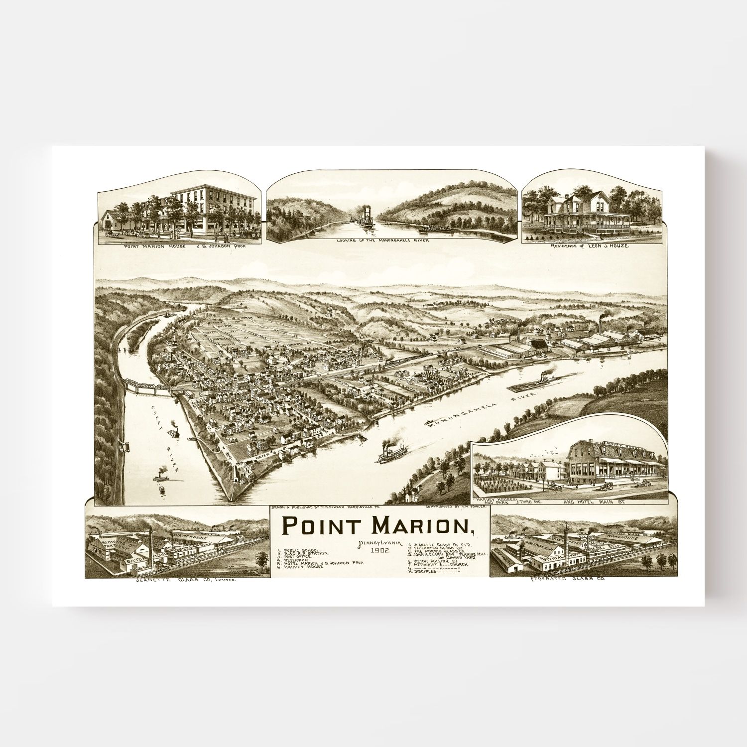 Vintage Map of Point Marion, Pennsylvania 1902