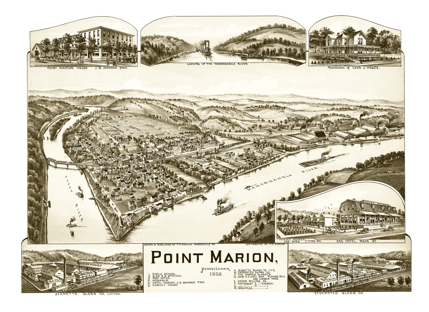 Vintage Map of Point Marion, Pennsylvania 1902