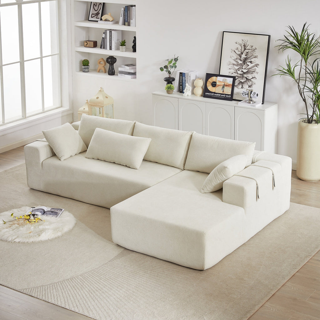 Modern Chenille Upholstered Sectional Sofa Couch Set,Modular 108' L Shaped Sectional Living Room Sofa Set With 6 Pillows,Free Combination Sofa Couch for Living Room,Bedroom