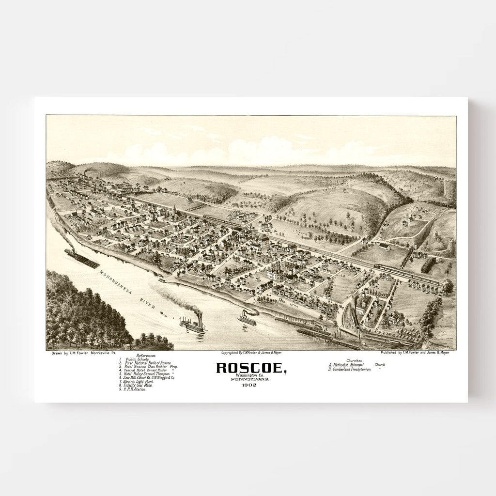 Vintage Map of Roscoe, Pennsylvania 1902